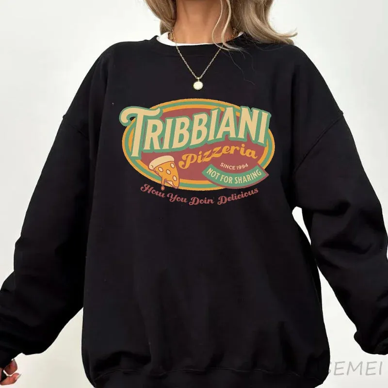90s Friends Inspired Tribbiani Sweatshirt for Women - "How You Doin" Graphic Pullover, Cozy Casual Long Sleeve Top