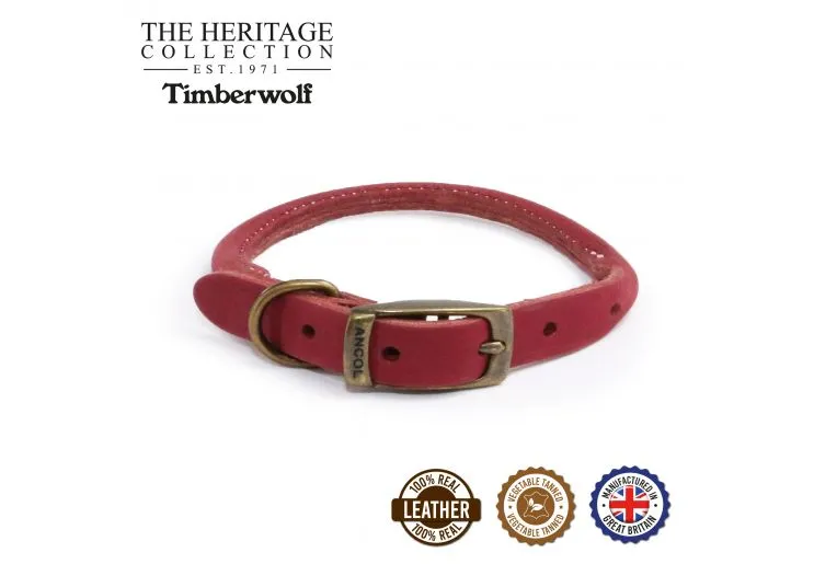 Ancol - Timberwolf Round Leather Collar - Sable - Size 7 (50*59cm)