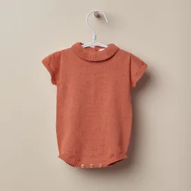 AW Wedoble Burnt Orange Fine Knit Round Collar Shortie