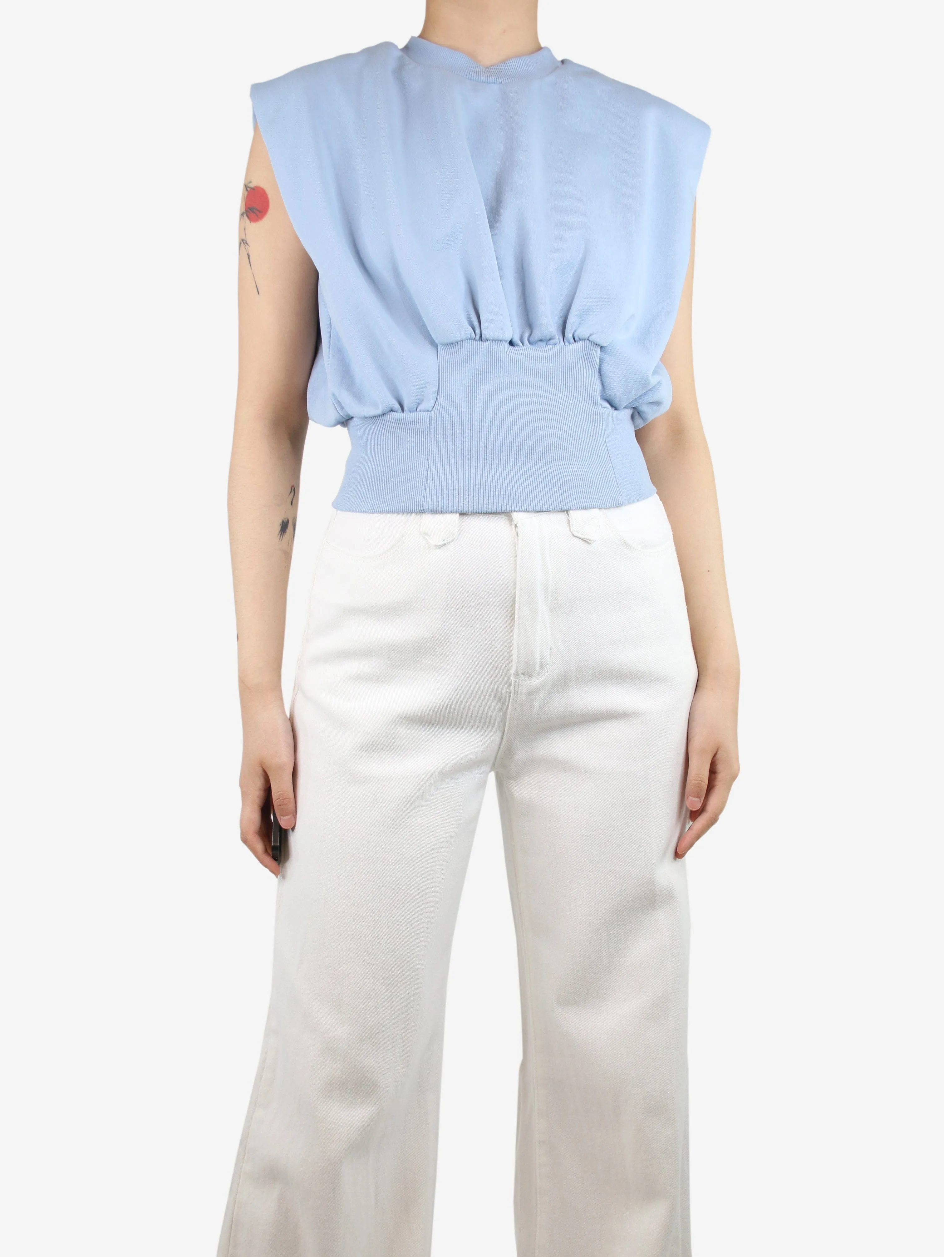 Baby blue sleeveless boxy-fit sweatshirt - size S