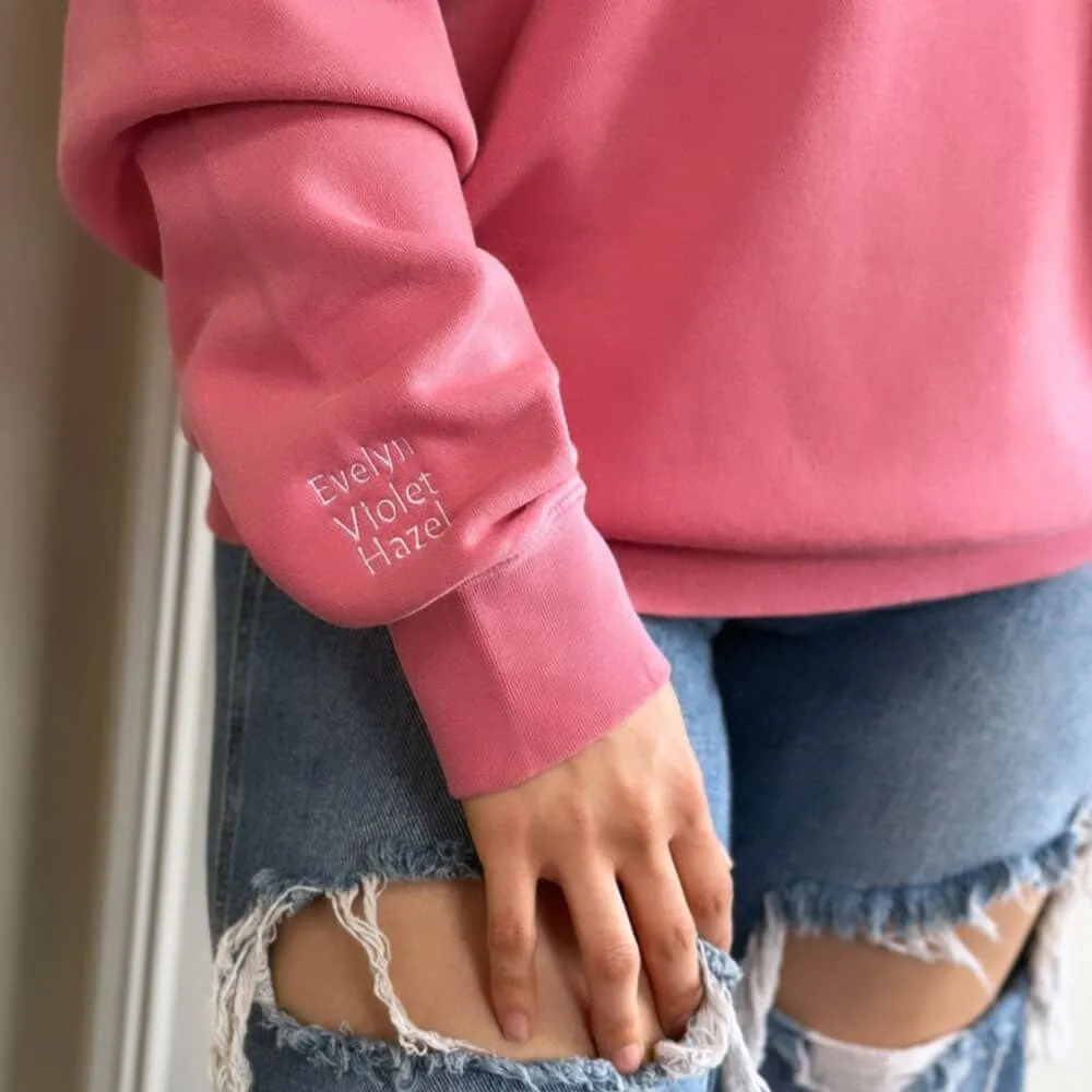 Custom Mama Embroidered Crewneck - Pink