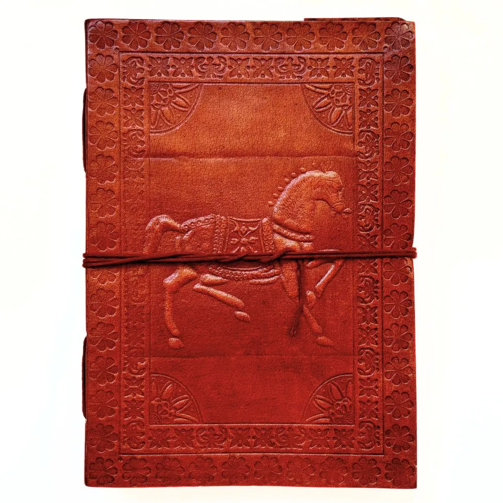 Embossed Leather Journal 7" x 10" - Equestrian Motif