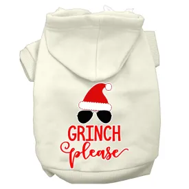 Grinch Please Screen Print Dog Hoodie Cream M (12)