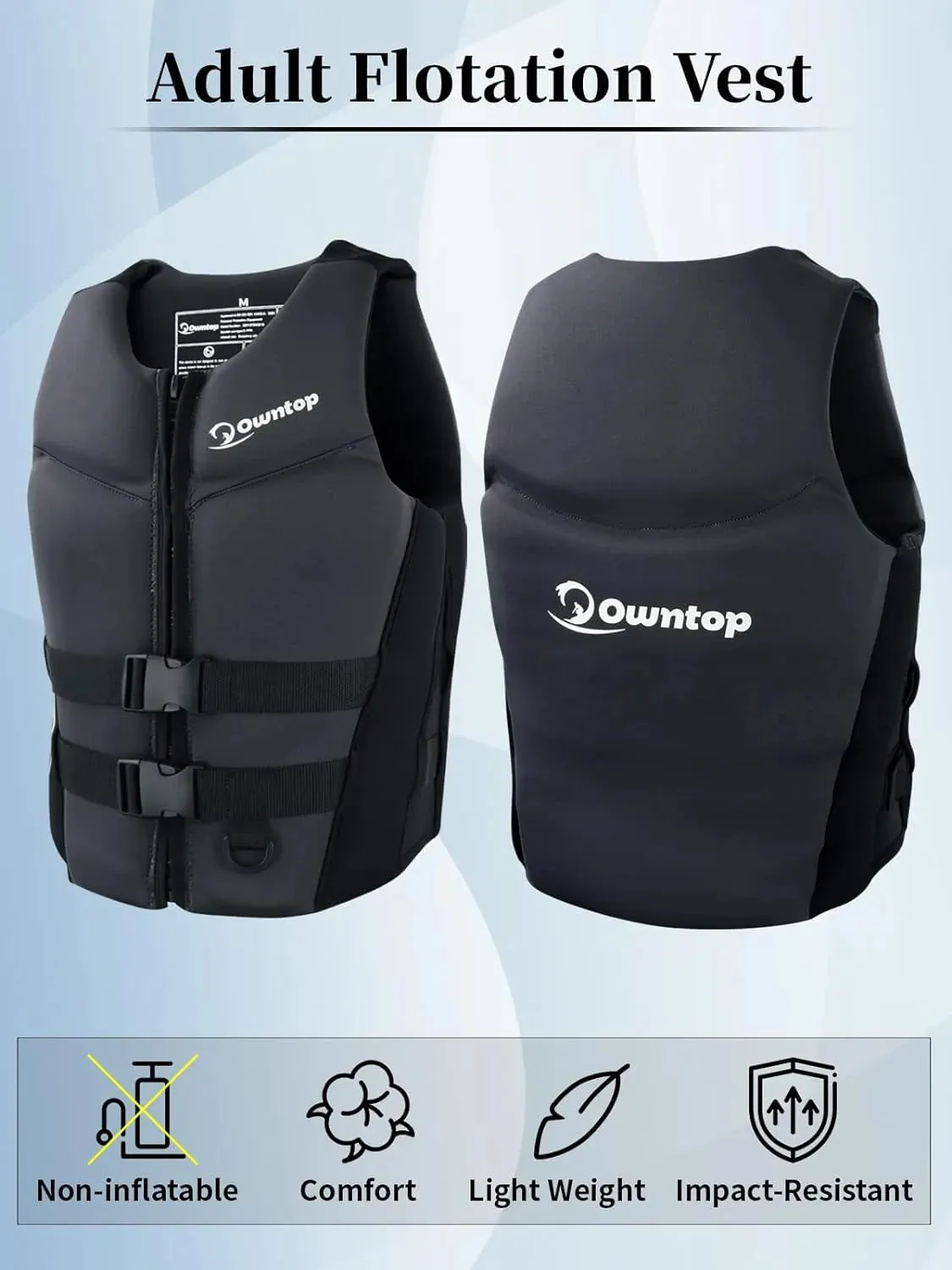 Life Jacket - Lightweight Swim Vest Jacket Men and Women Swim Jacket for Jet Ski Water sports-Black