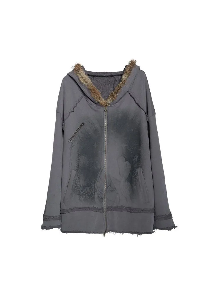 Loose-fitting sweatshirt with collar hood【s0000004495】