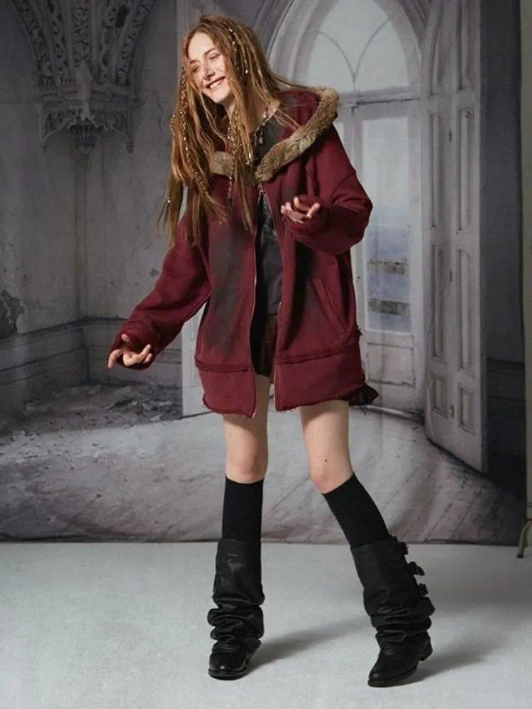 Loose-fitting sweatshirt with collar hood【s0000004495】