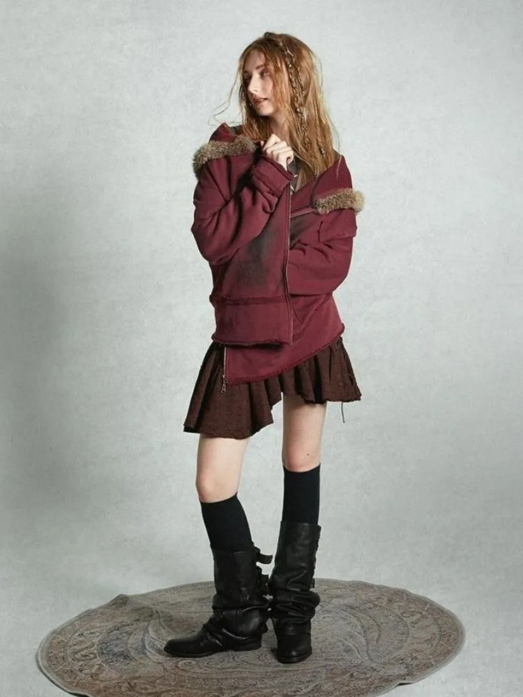 Loose-fitting sweatshirt with collar hood【s0000004495】