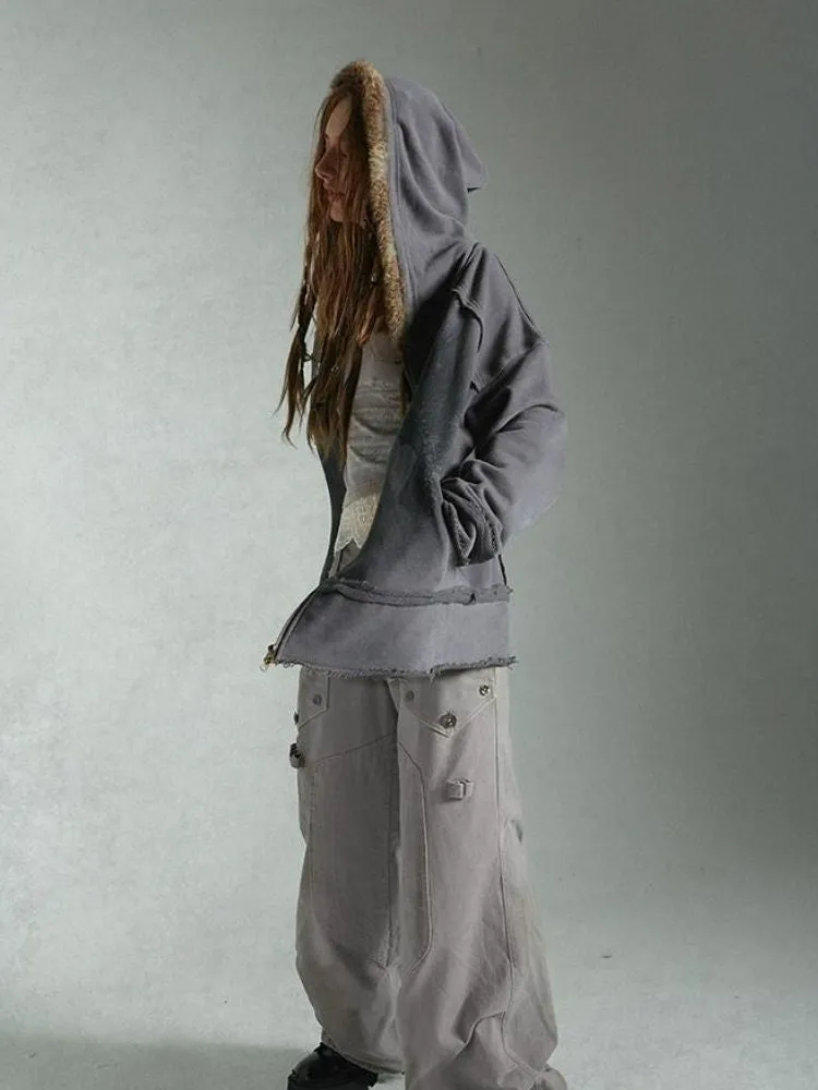 Loose-fitting sweatshirt with collar hood【s0000004495】