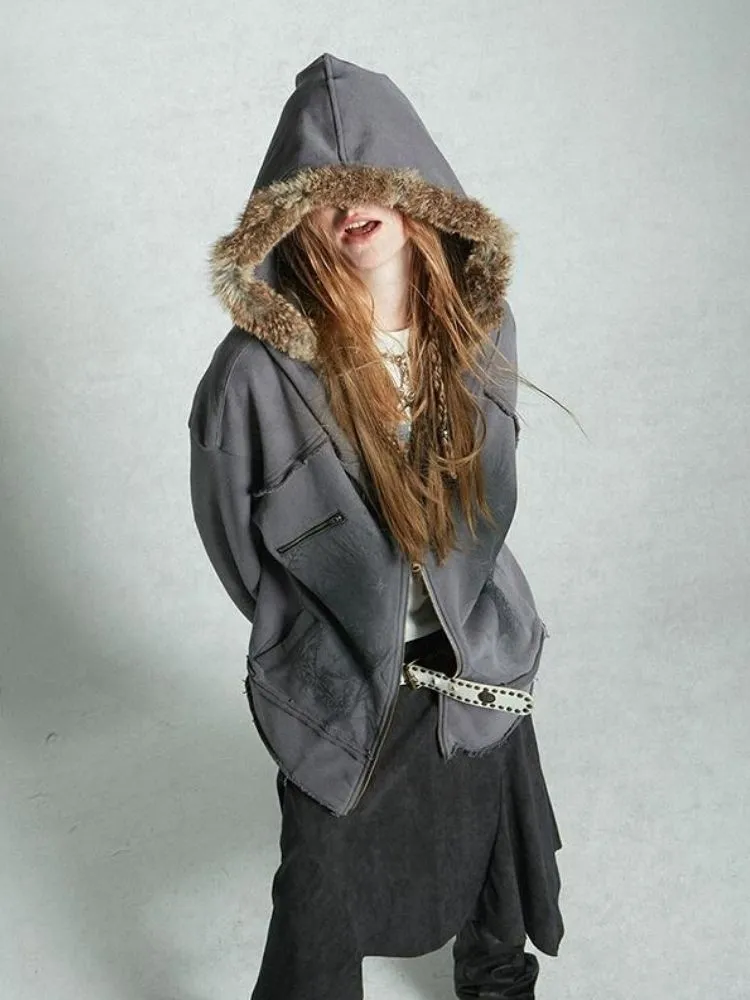 Loose-fitting sweatshirt with collar hood【s0000004495】
