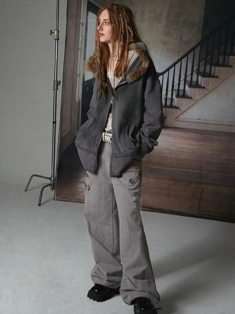 Loose-fitting sweatshirt with collar hood【s0000004495】