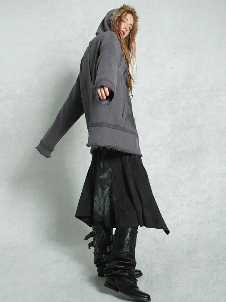 Loose-fitting sweatshirt with collar hood【s0000004495】