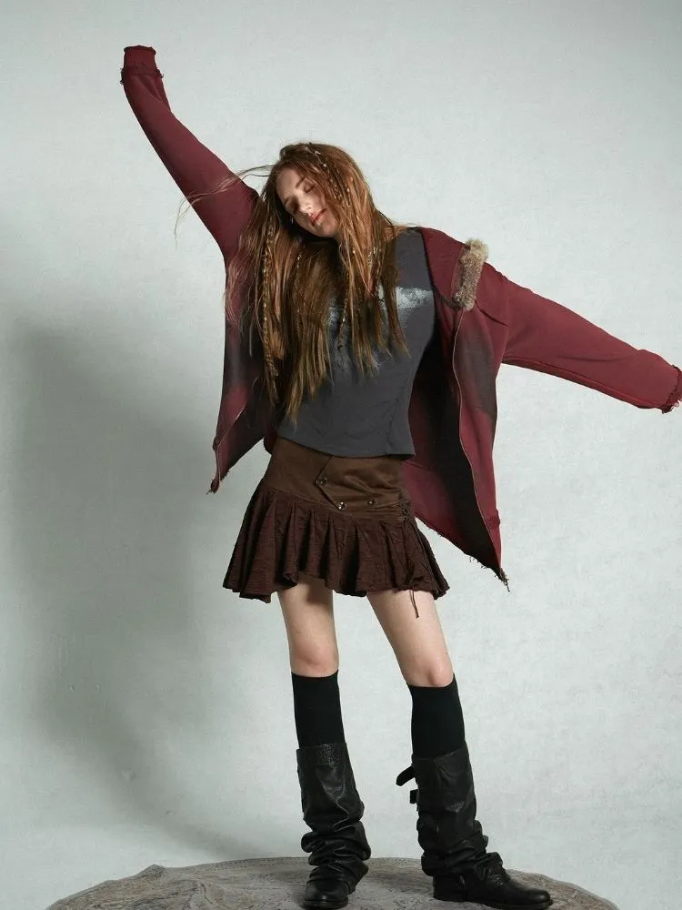 Loose-fitting sweatshirt with collar hood【s0000004495】