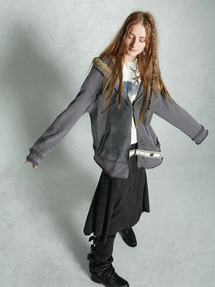 Loose-fitting sweatshirt with collar hood【s0000004495】