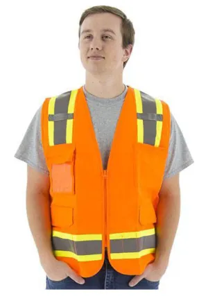 Majestic 75-3244 High Visibility  With Two-Tone Dot Striping Surveyors Safety Vest, Ansi 2, R