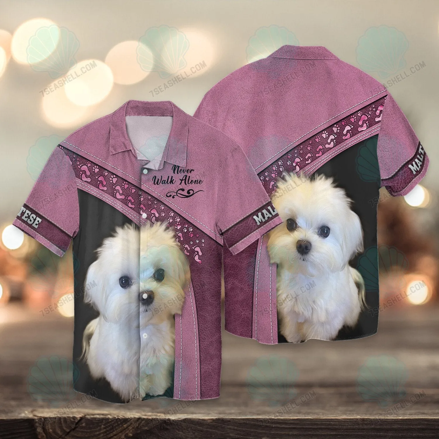 Maltese Pink Love Never Walk Alone 3D Full Print Shirts, Christmas Dog Memorial Gifts for loss of Dog