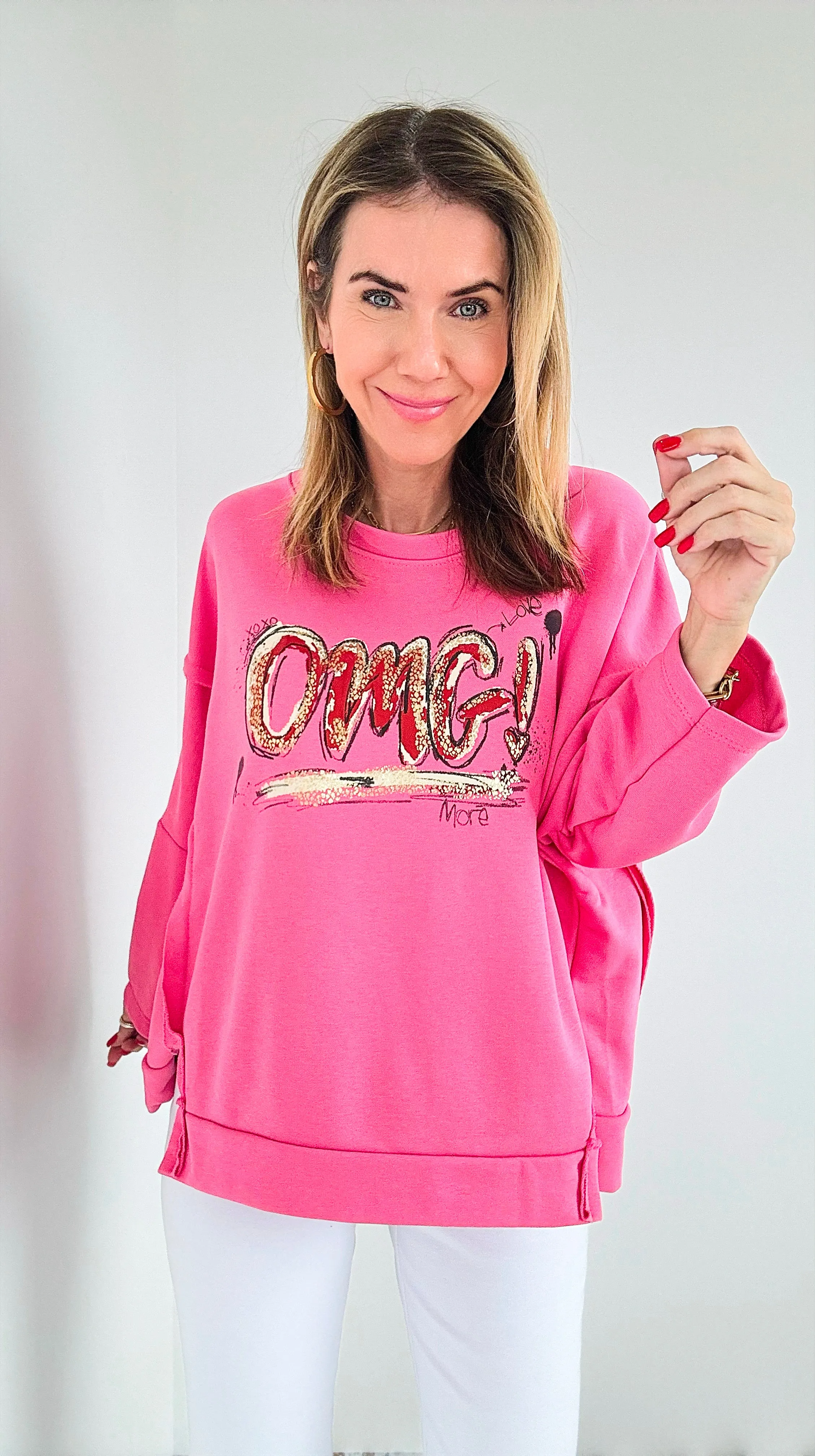 OMG! Italian Sweatshirt- Pink