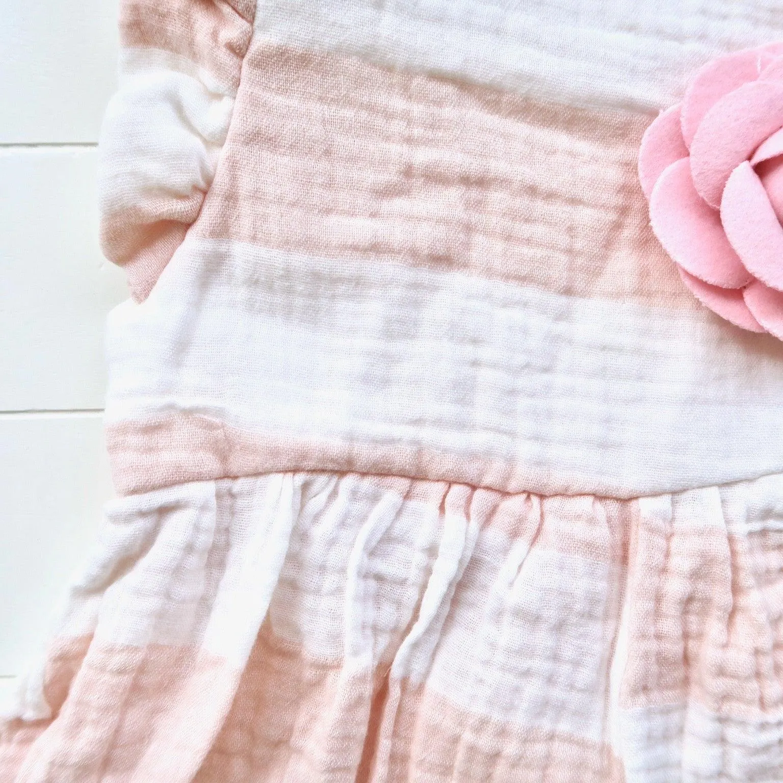 Orchid Playsuit - Ruffle Sleeves in Light Pink Stripes Crepe