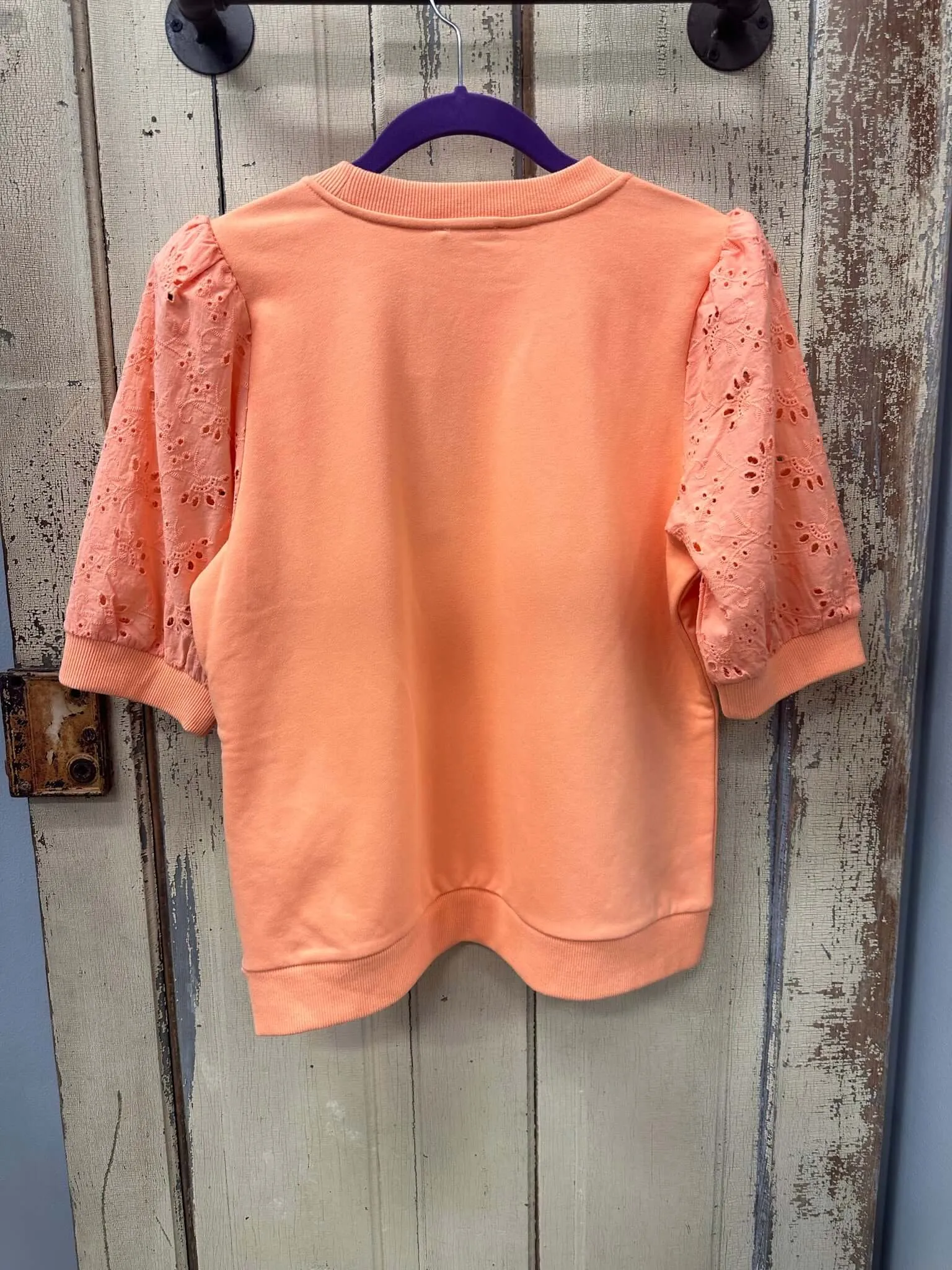 Peach Eyelet Top