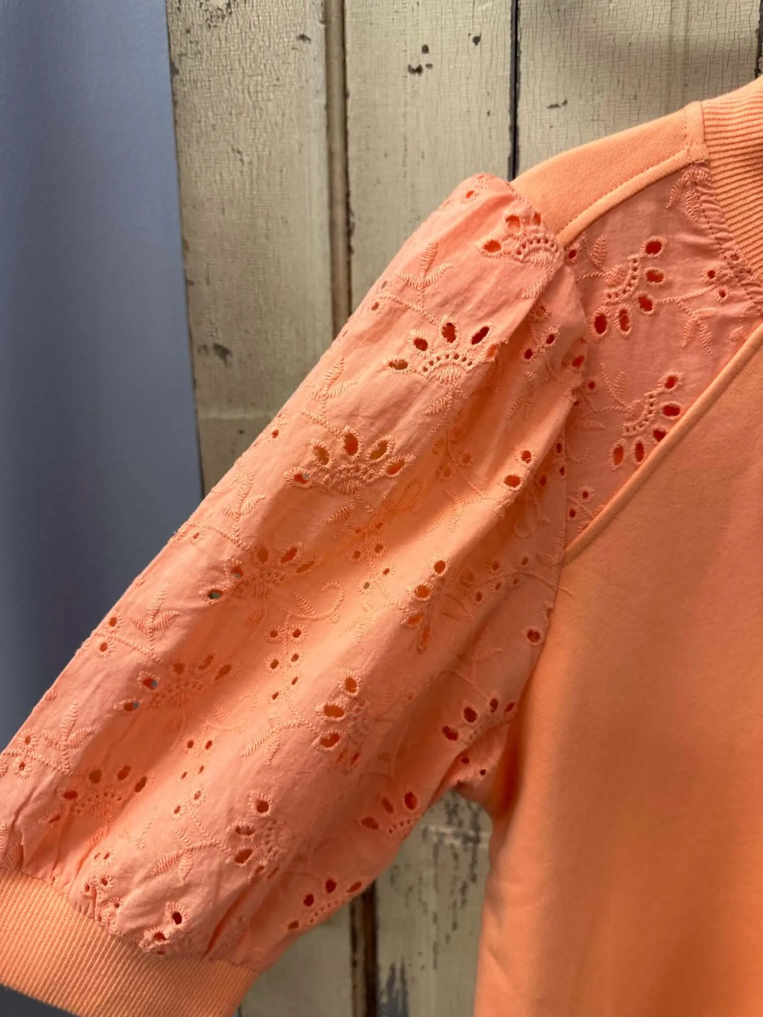Peach Eyelet Top