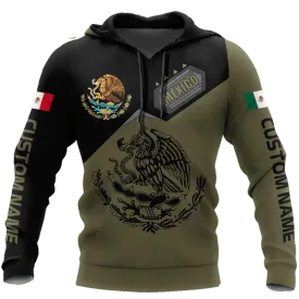 Personalized 3D All Over Print Mexico Hoodie, Eagle Snake On Mexican Hoodie, Mexican Hoodie