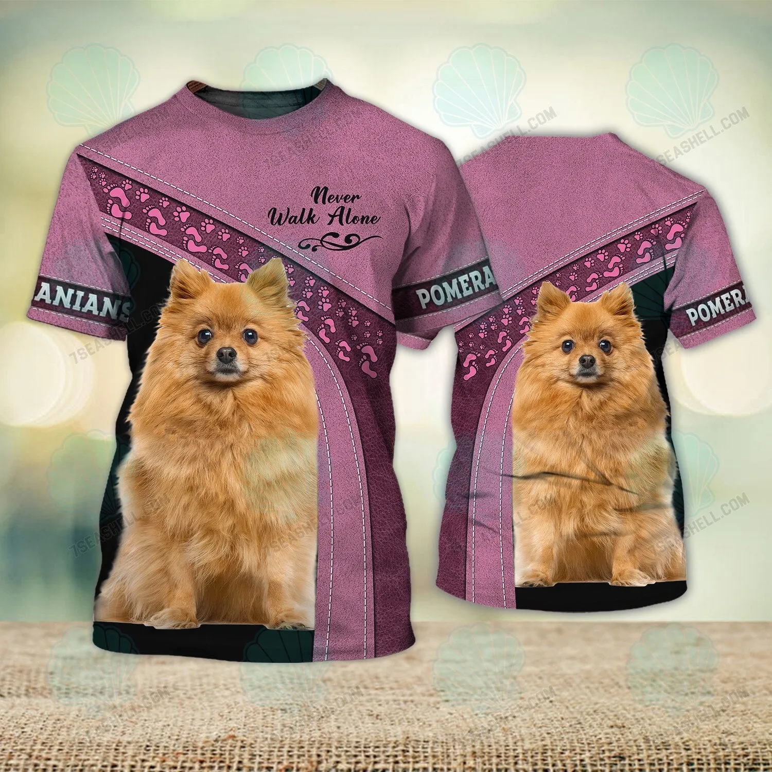 Pomeranians Love Never Walk Alone 3D Full Print Shirts, Christmas Dog Memorial Gifts for loss of Dog