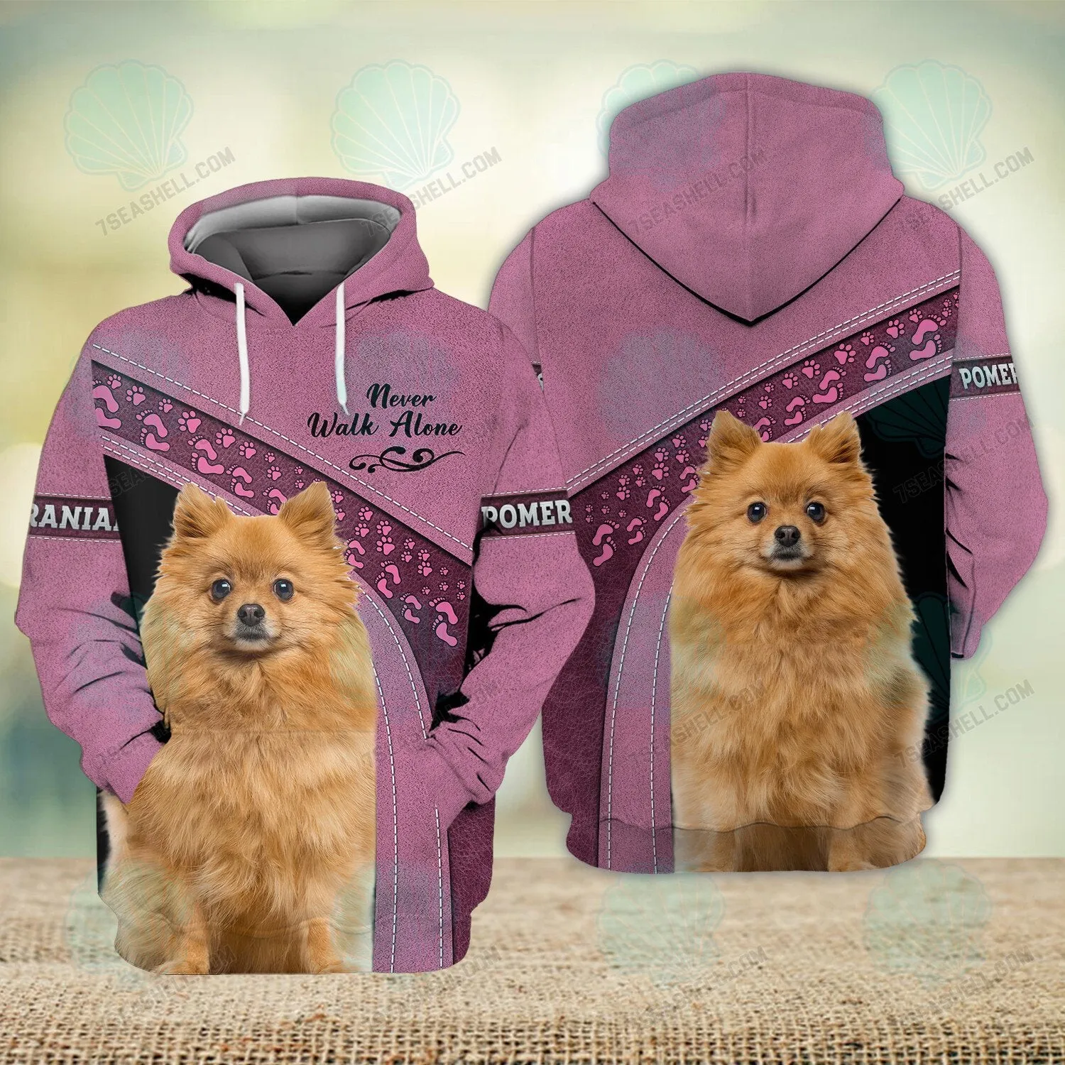 Pomeranians Love Never Walk Alone 3D Full Print Shirts, Christmas Dog Memorial Gifts for loss of Dog