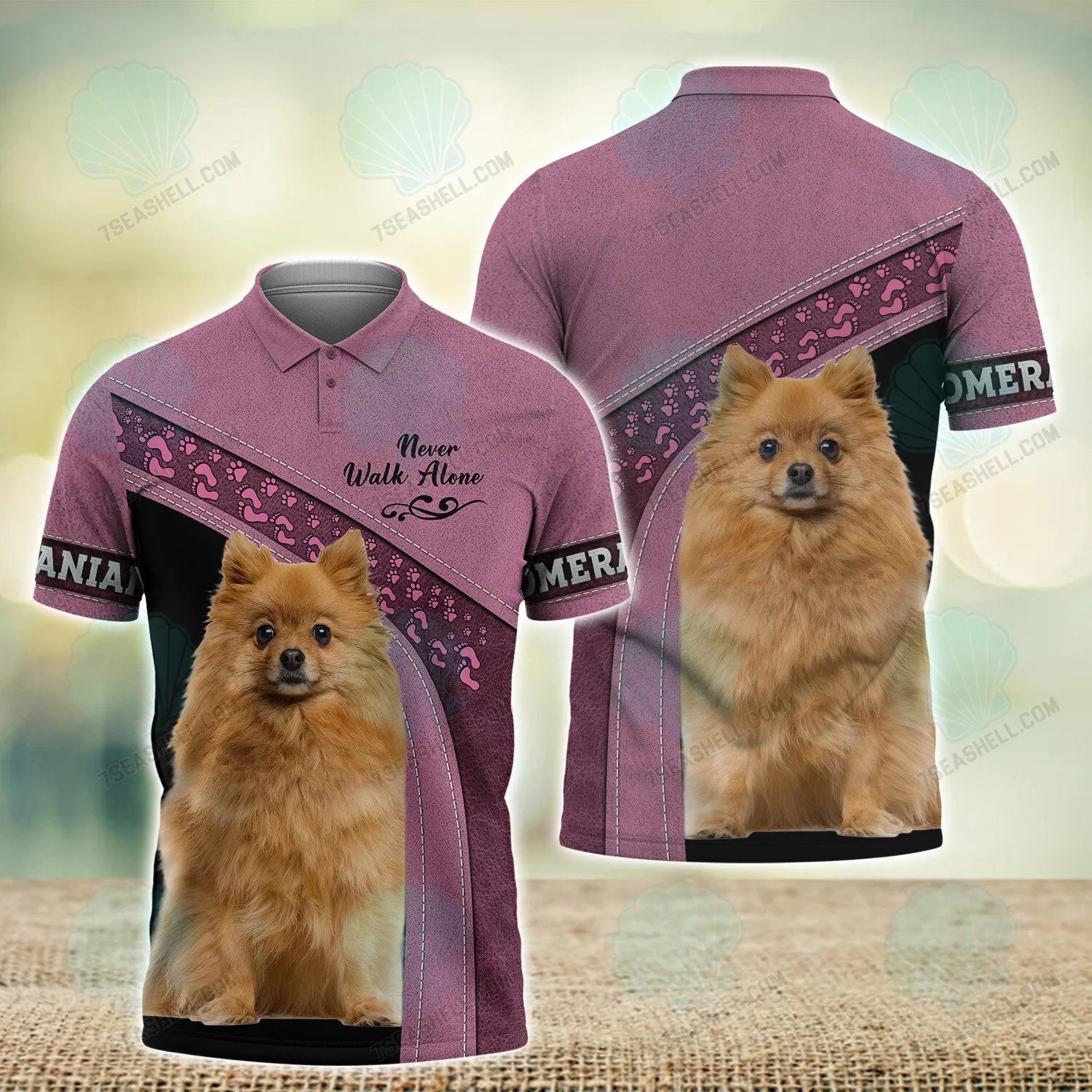 Pomeranians Love Never Walk Alone 3D Full Print Shirts, Christmas Dog Memorial Gifts for loss of Dog