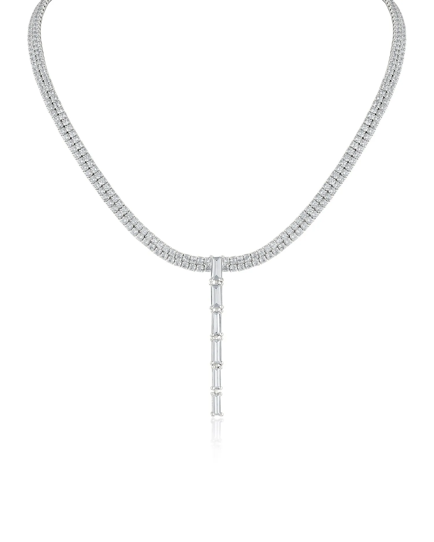 Round and Baguette Collar Necklace