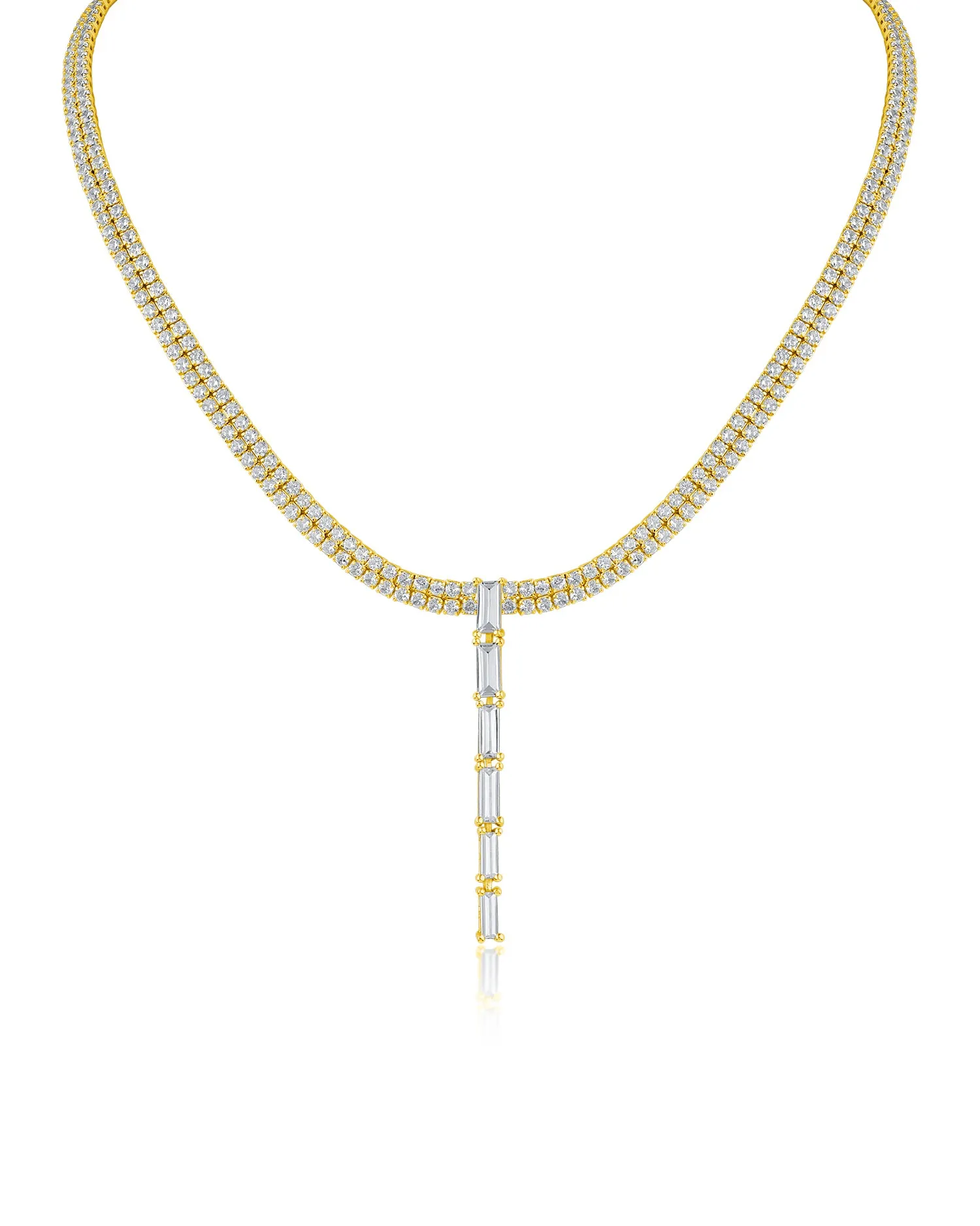 Round and Baguette Collar Necklace
