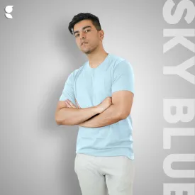 Round Neck Sky Blue Half Sleeve
