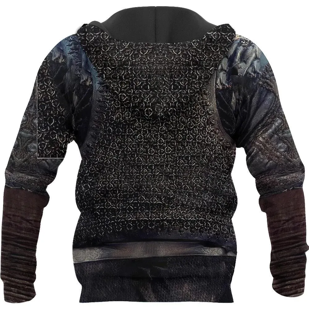 Vikings Raven 3D Armour On Hoodie Viking Hoodie Men Women, Viking Hoodie For Dad Husband