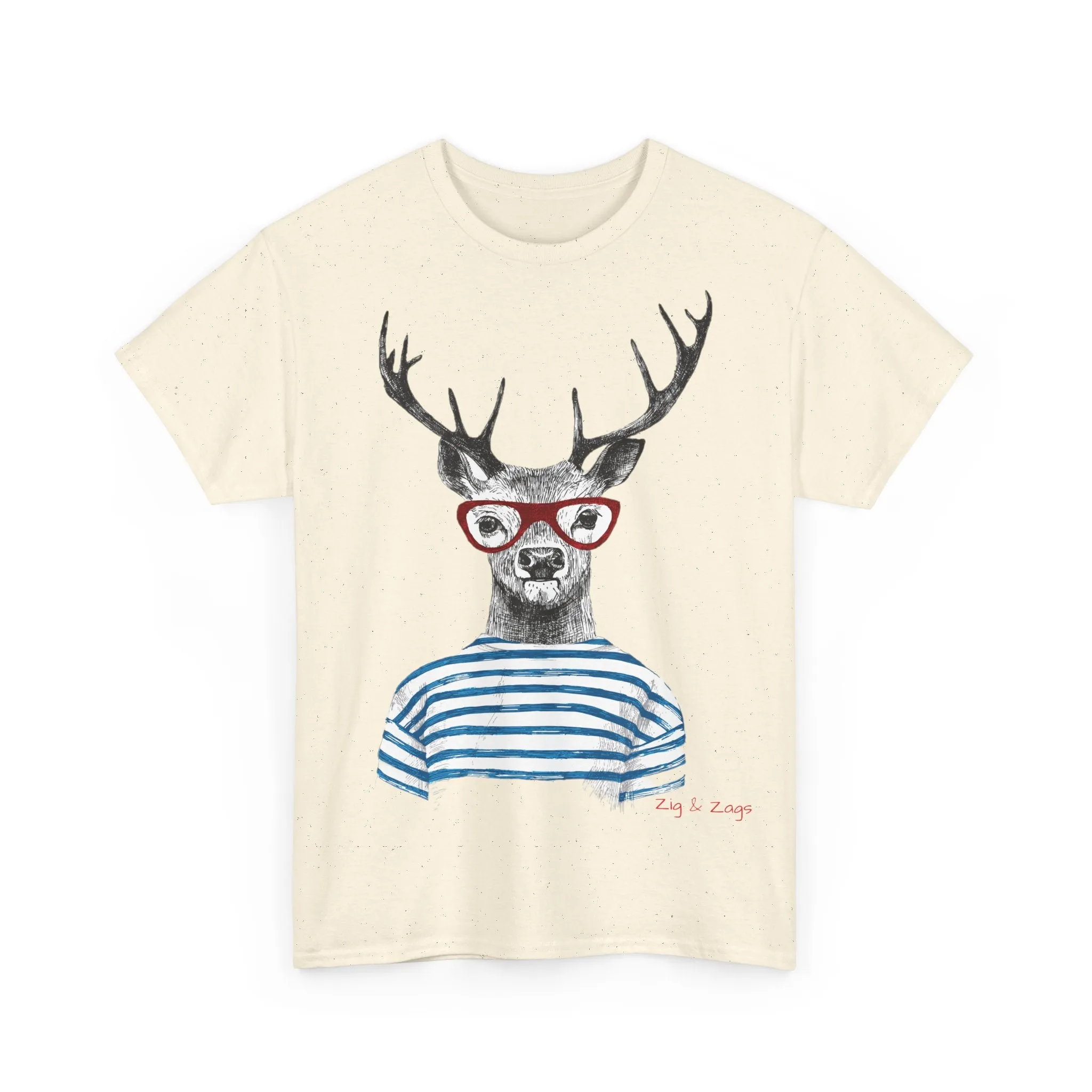 Wild & Free Stag Wearing Glasses Cotton Tee