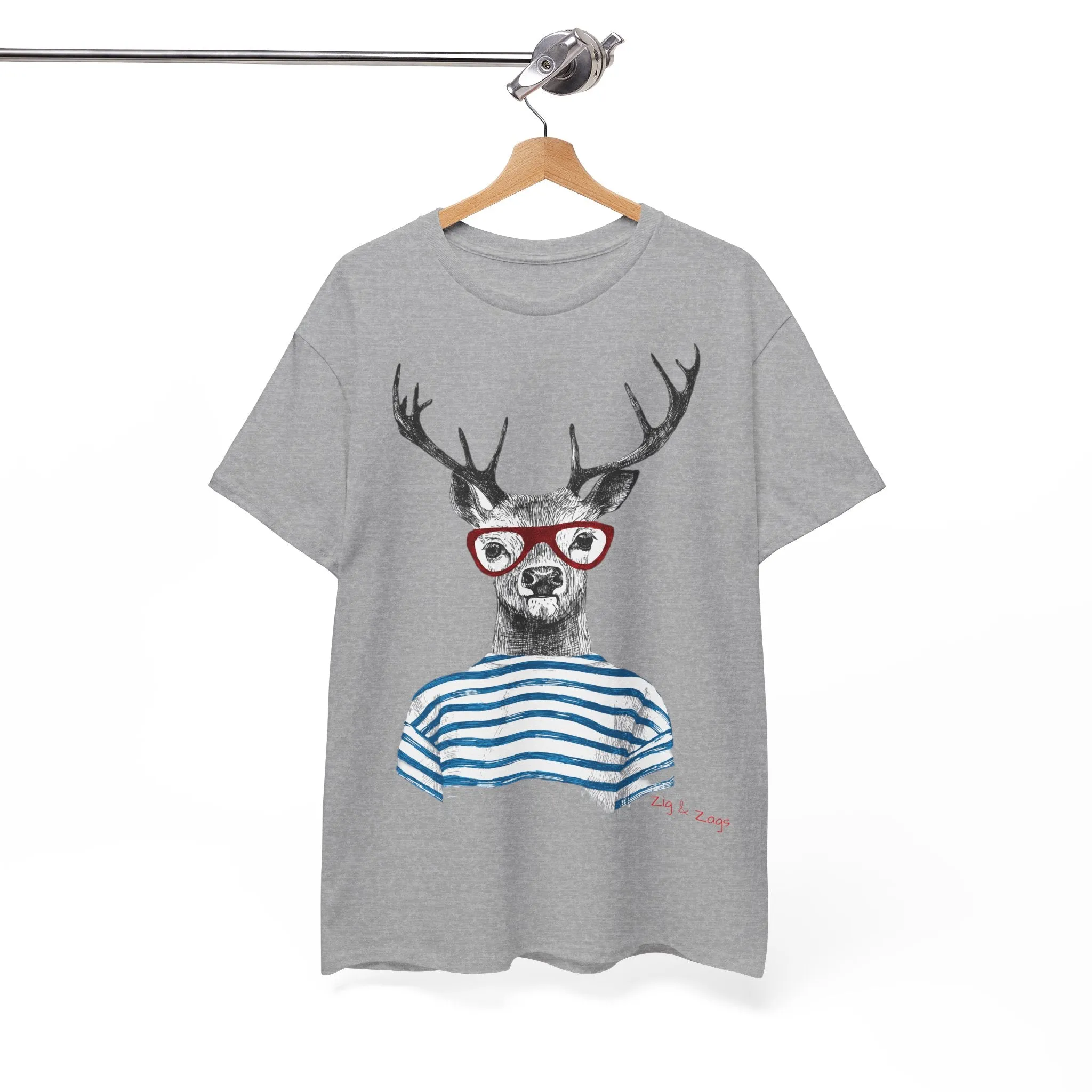 Wild & Free Stag Wearing Glasses Cotton Tee