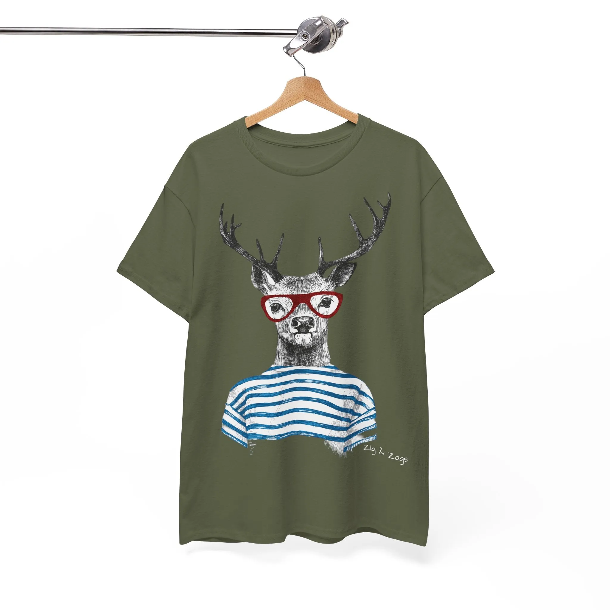 Wild & Free Stag Wearing Glasses Cotton Tee