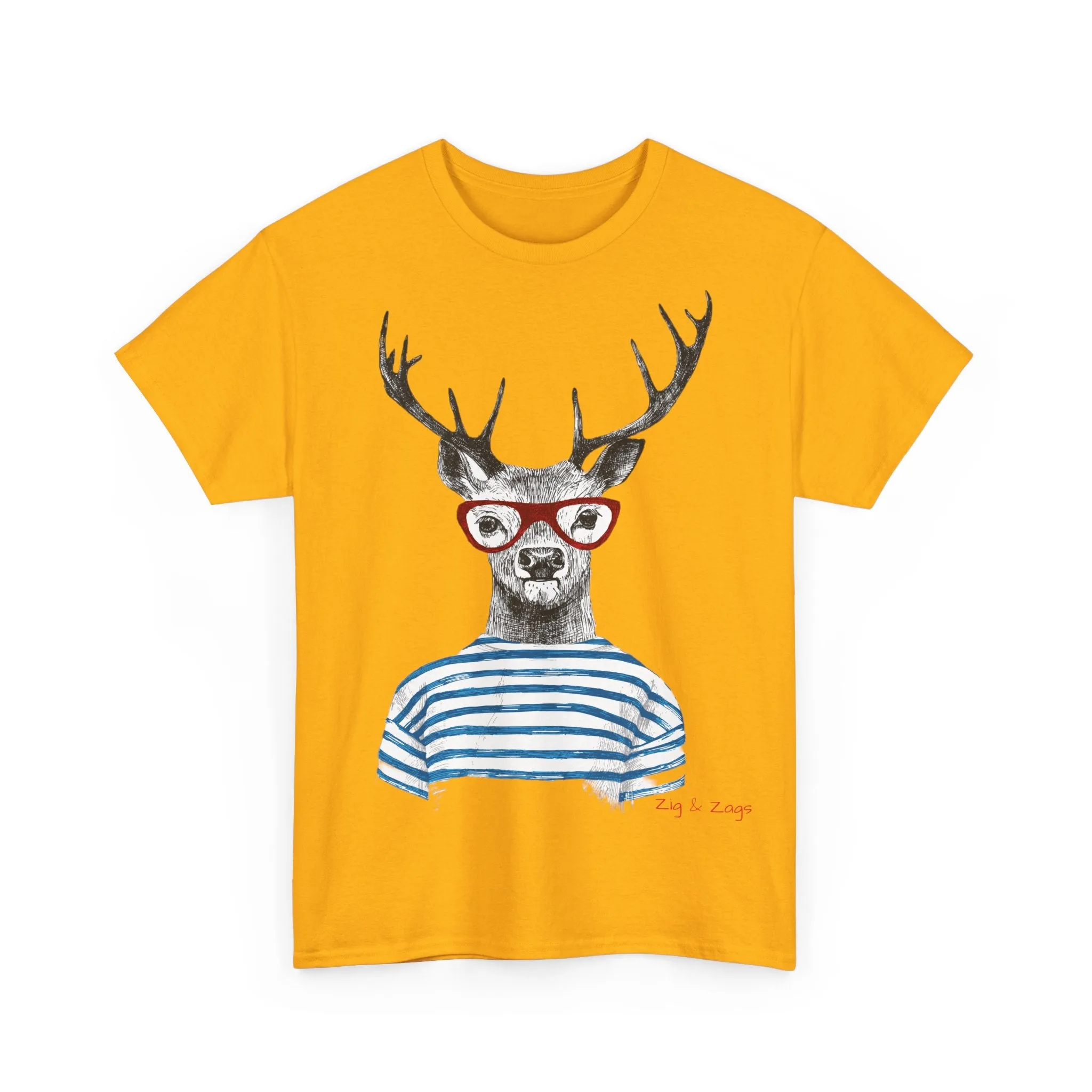 Wild & Free Stag Wearing Glasses Cotton Tee