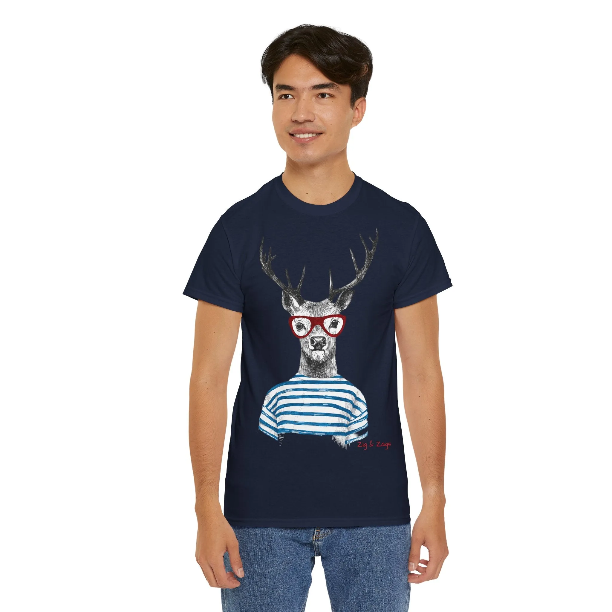 Wild & Free Stag Wearing Glasses Cotton Tee