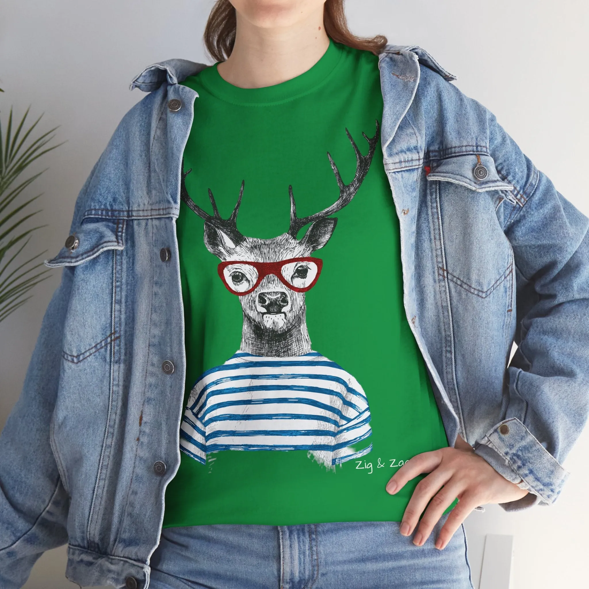 Wild & Free Stag Wearing Glasses Cotton Tee