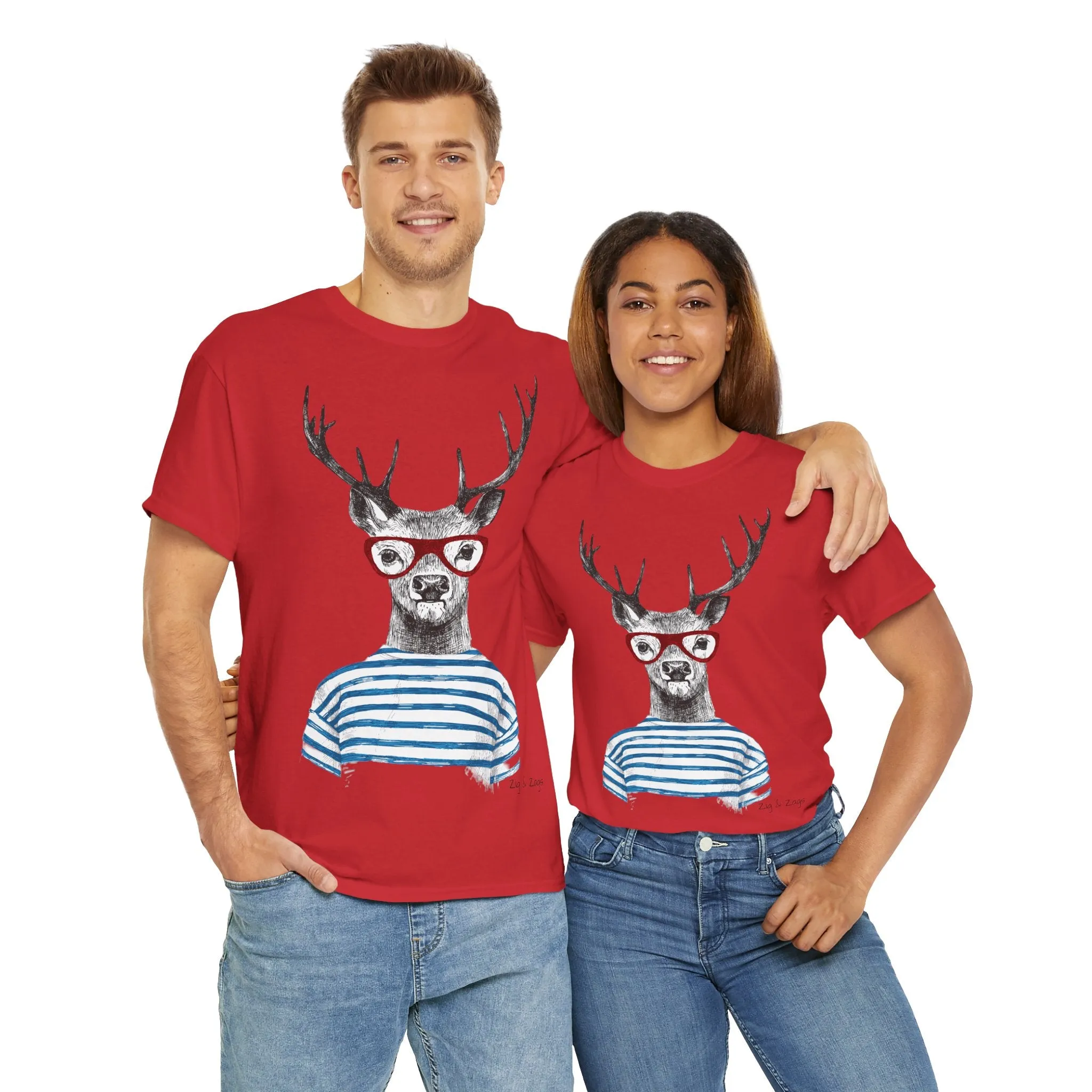 Wild & Free Stag Wearing Glasses Cotton Tee